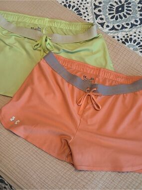 Under Armour Coral & Lime Women's Athletic Shorts - Twin Pack